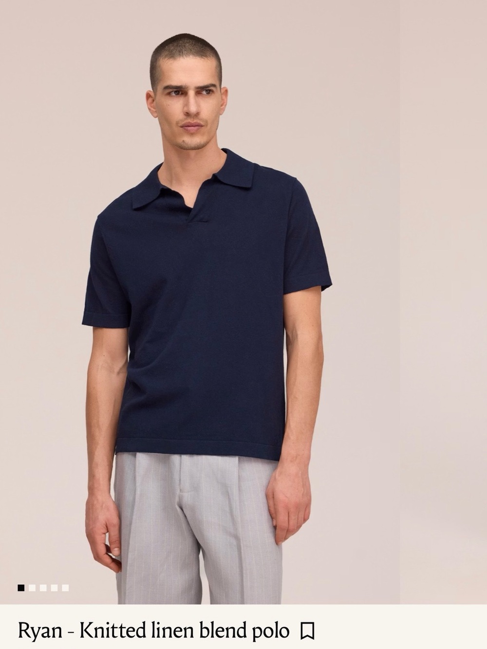 NN.07 Ryan Knitted Cotton-Linen Blend Polo Shirt - Navy